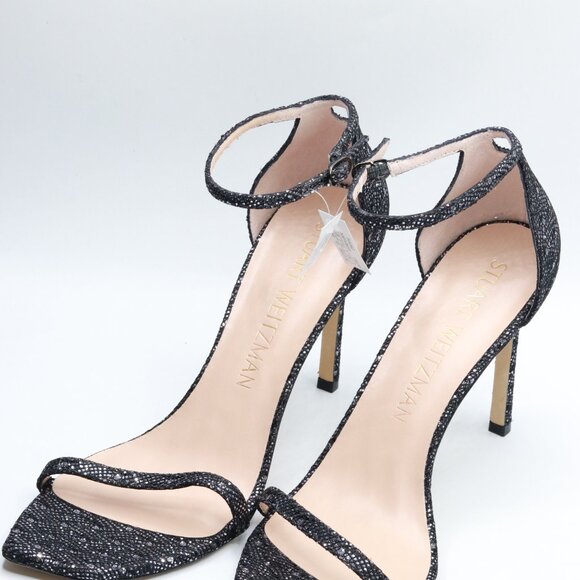 Stuart Weitzman Amelina 95 Ankle Strap Rhinestone Heels Gunmetal 10.5M Women - Picture 7 of 7